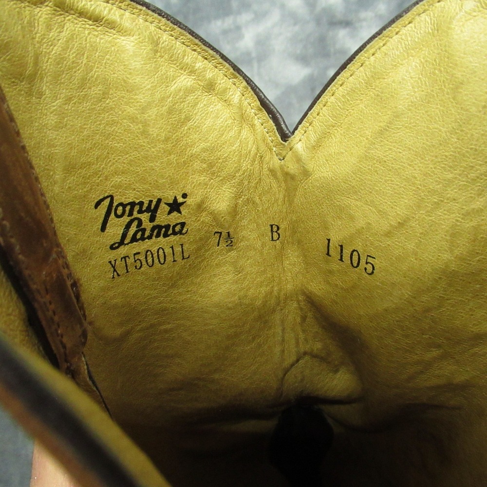 Tony Lama Women 7.5B Cowboy Boots Brown Red Leather Square Toe Western Riding - Picture 13 of 16